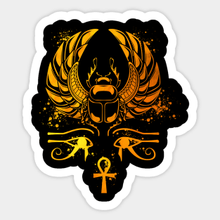 Chepre beetle with glyphs - Egyptian scarab Sticker